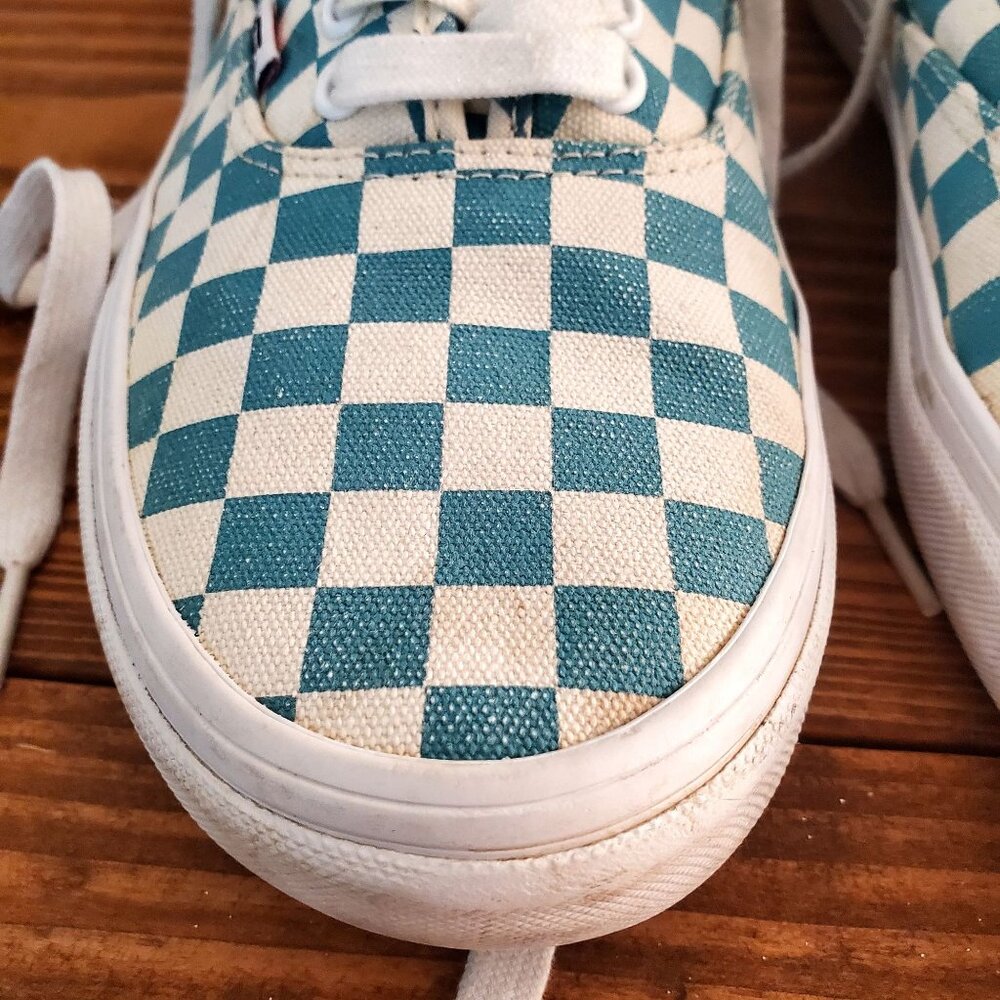 Vans Blue & White Checkerboard Canvas Lace-Up Sneakers Skateboard Mens Size 9.5 - Picture 3 of 15